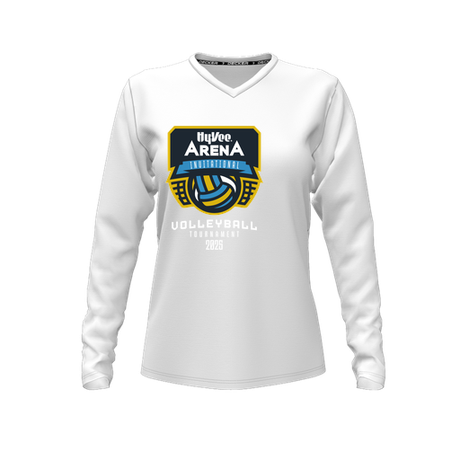 [FTLVCFWH-FYXS-LOGO1] Decker Comfort T-Shirt (Female Youth XS, White, V Neck, Long Sleeve)