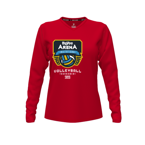 [FTLVCFRD-FYXS-LOGO1] Decker Comfort T-Shirt (Female Youth XS, Red, V Neck, Long Sleeve)