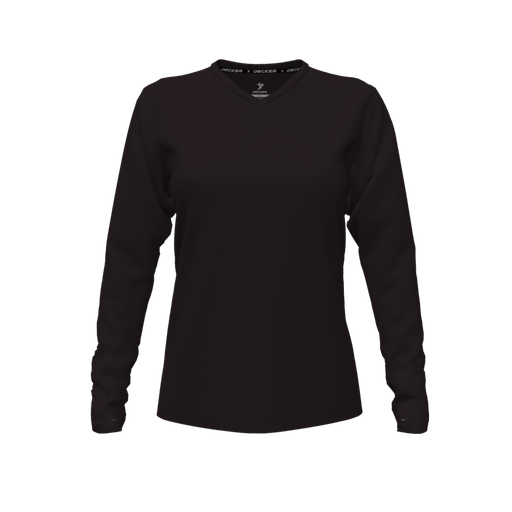 [FTLVPTBK-FYXS-LOGO1] Decker Performance T-Shirt (Female Youth XS, Black, V Neck, Logo 1, Long Sleeve)