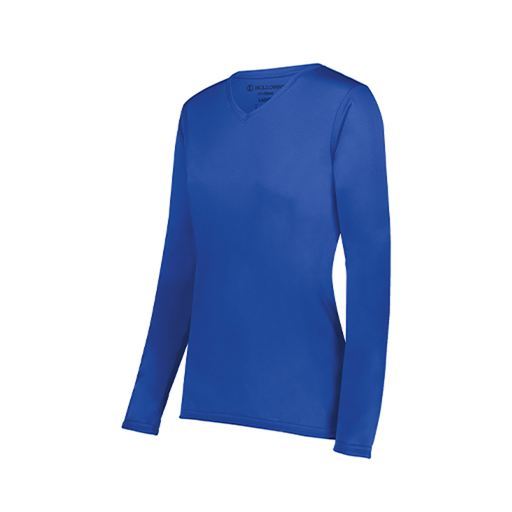 [222824.060.S-LOGO1] Ladies LS Smooth Sport Shirt (Female Adult S, Royal)