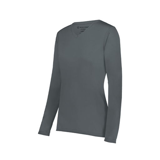 [222824.059.S-LOGO1] Ladies LS Smooth Sport Shirt (Female Adult S, Gray)