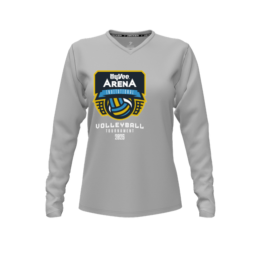 [CUS-DFW-TEES-CMF-VNK-LSL-GRY-FYXS-LOGO1] Decker Comfort T-Shirt (Female Youth XS, Gray, V Neck, Long Sleeve)